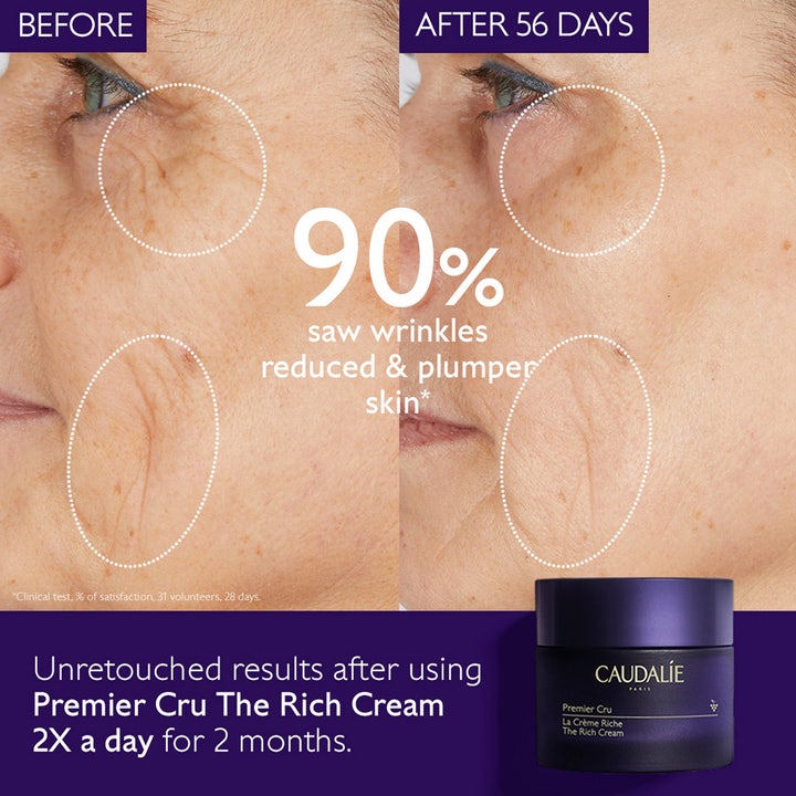 Caudalie Premier Cru The Rich Cream 50 ml anti-age ansigtscreme i lilla krukke giver færre rynker i før og efter test
