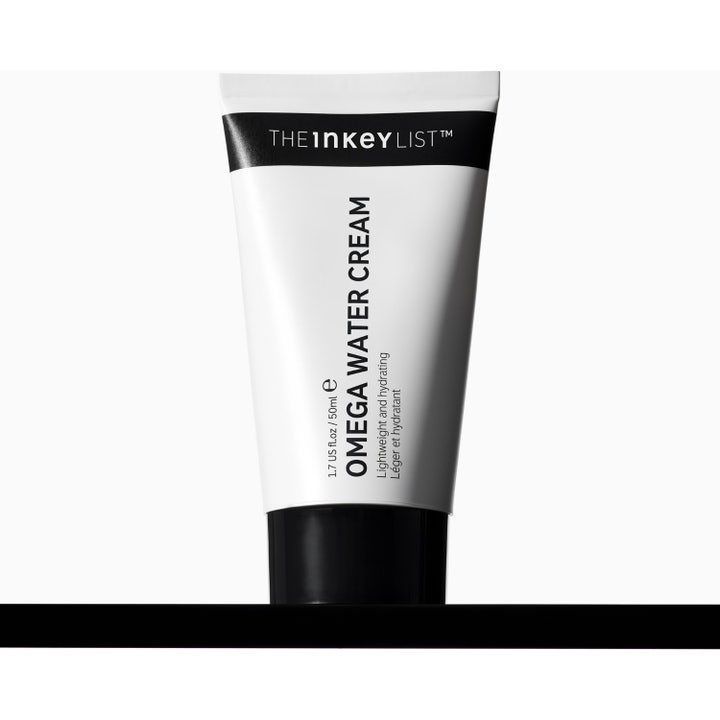 The INKEY List Omega Water Cream 50 ml fugtgivende ansigtscreme i hvid tube og æske med sort tekst.