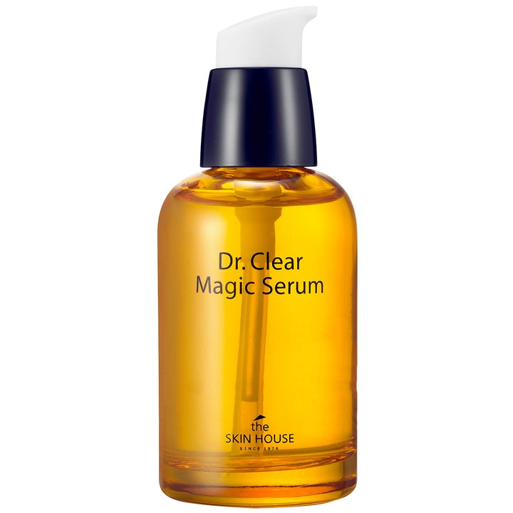 The Skin House Dr. Clear Magic Serum 50 ml balancerende ansigtsserum i ravfarvet glasflaske med mørkeblå pumpe