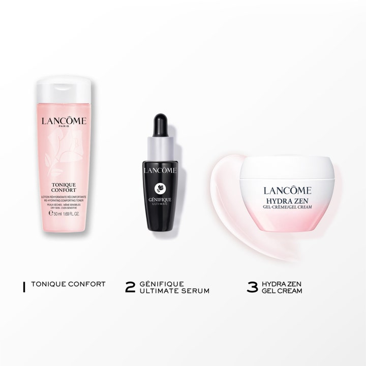 Lancôme Hydra Zen Starter Kit 2025 1 stk fugtgivende hudplejesæt med toner, serum og ansigtscreme i lyserød