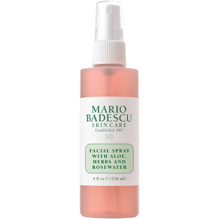 Mario Badescu Facial Spray with Aloe Herbs and Rosewater 118 ml fugtgivende ansigtsspray i plastflaske med lyserød væske