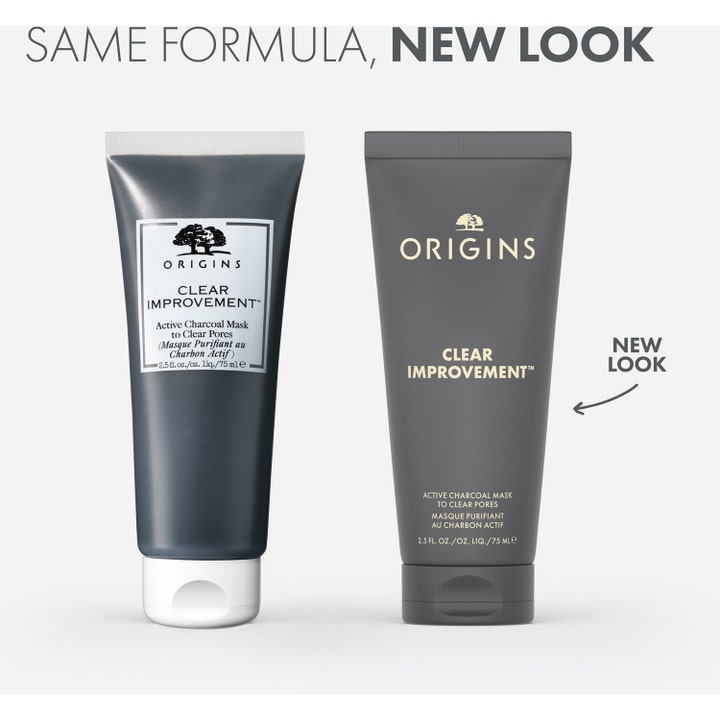 Origins Clear Improvement Active Charcoal Mask 75 ml ansigtsmaske i nyt mat gråt design markeret som New Look.
