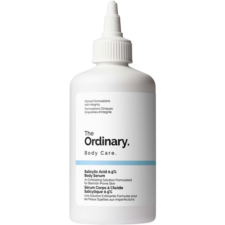 The Ordinary Salicylic Acid 0.5% Body Serum 240ml eksfolierende kropsserum mod urenheder i hvid flaske med spids tud
