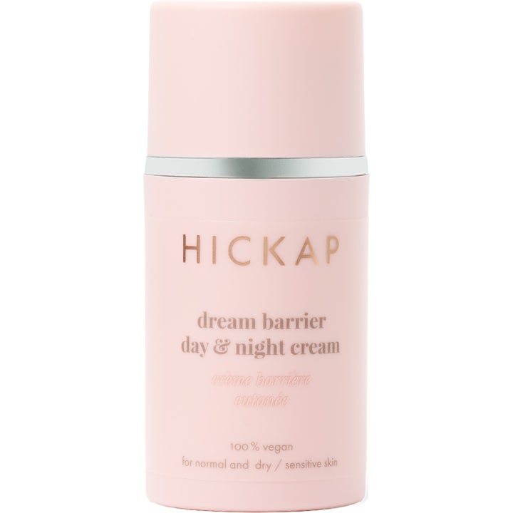 Hickap Dream Barrier Day & Night Cream 50 ml i lyserød pumpeflaske der styrker hudens barriere
