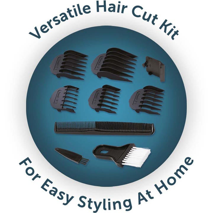 Remington Apprentice Hair clipper HC5020 hårtrimmer med fem afstandskamme, kam og rensebørster til styling.