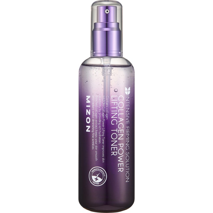 Mizon Collagen Power Lifting Toner 150 ml fastgørende skintonic i lilla gradient flaske med spraypumpe