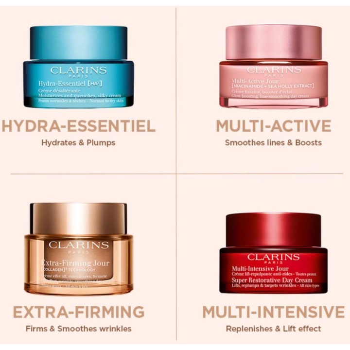 Clarins Extra-Firming Jour 50 ml opstrammende dagcreme i gylden krukke der udglatter rynker og giver lift-effekt.