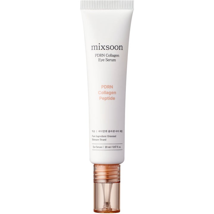Mixsoon PDRN Collagen Eye Serum 20 ml opstrammende øjenserum i hvid tube med en gennemsigtig rosaguld pumpehætte