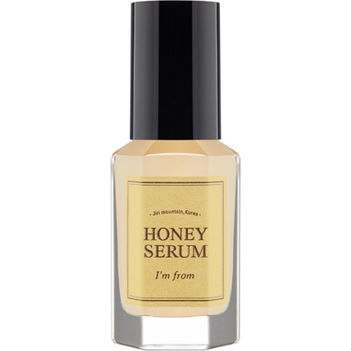 I'm from Honey Serum 30ml nærende ansigtsserum i sekskantet glasflaske med gylden formel og sort låg