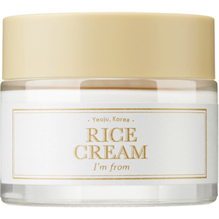 I'm from Rice Cream 50 ml fugtgivende ansigtscreme i glaskrukke med beige låg og hvid etiket