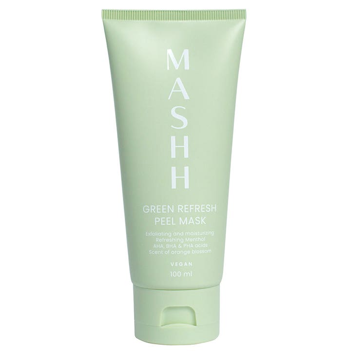 Mashh Green Refresh Peel Mask 100 ml forfriskende ansigtsmaske i lysegrøn tube med eksfolierende syrer