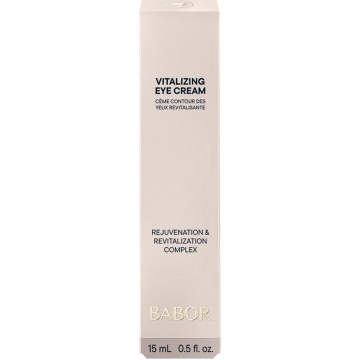 Babor Vitalizing Eye Cream 15 ml opstrammende øjencreme i lys beige papiremballage med guldskrift