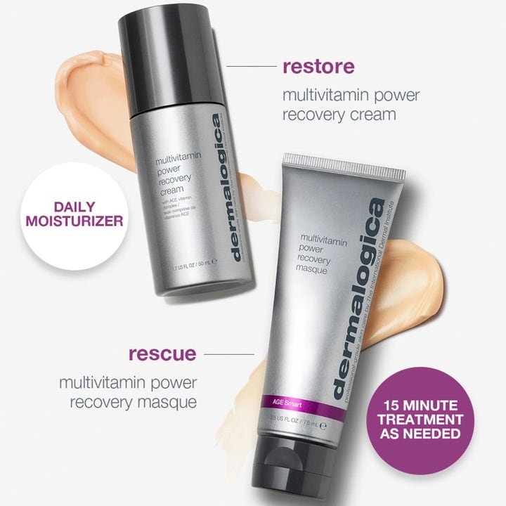 Dermalogica Stressed Skin Recovery System Duo med creme og maske i sølvgrå tuber der beroliger huden