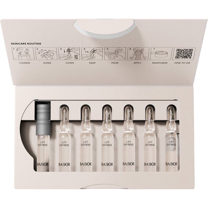 Babor Ampoule Lift Express 14 ml opstrammende serum i syv glasampuller med illustreret guide i låget