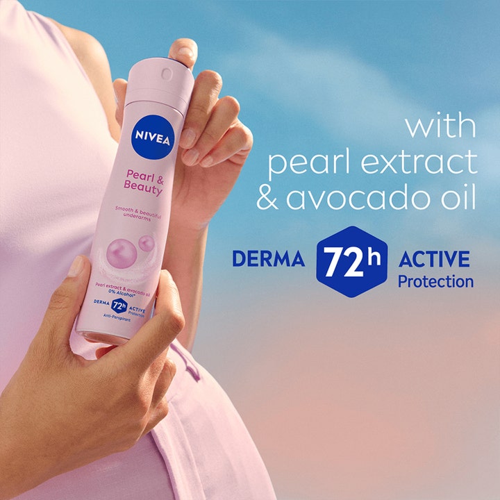 NIVEA Pearl & Beauty deospray 150 ml giver 72 timers beskyttelse med perleekstrakt og avocadoolie