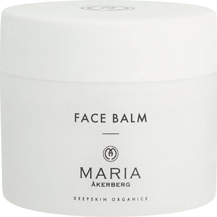 Maria Åkerberg Face Balm 50 ml nærende ansigtscreme i hvid krukke med minimalistisk sort tekst