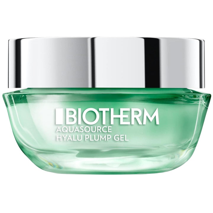 Biotherm Aquasource Hyalu Plump Gel 50ml fugtgivende ansigtsgel i lysegrøn glaskrukke med sølvlåg