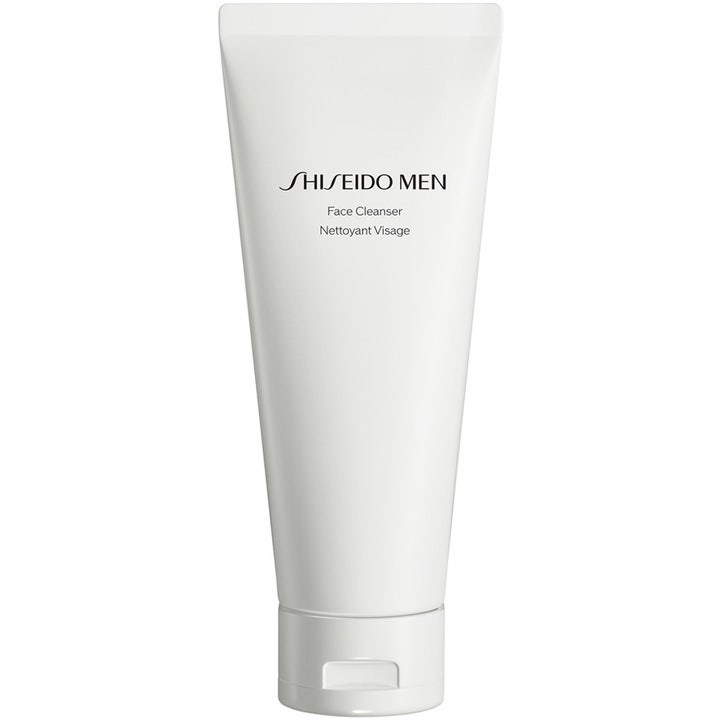 Shiseido Men Face Cleanser rensende ansigtsvask i en stilren hvid tube med sort tekst og praktisk vippelåg