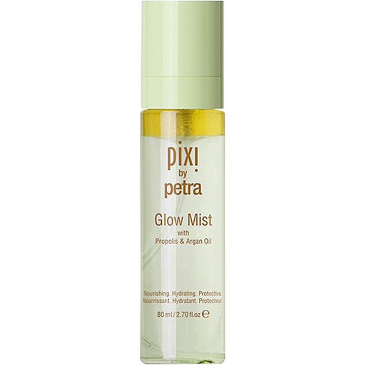Pixi Glow Mist 80 ml fugtgivende ansigtsmist med propolis i klar sprayflaske med lysegrønt låg