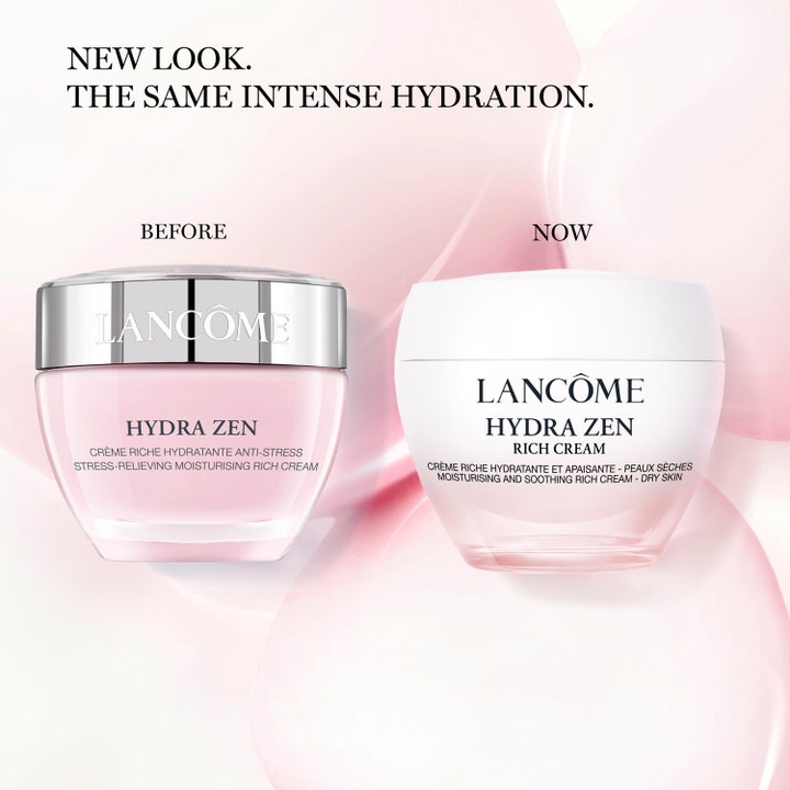 Lancôme Hydra Zen Rich Cream 50 ml fugtgivende ansigtscreme i nyt hvidt design sammenlignet med det tidligere look