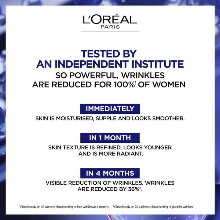L'Oréal Paris Laser Pure Retinol Night Serum anti-age serum infografik der viser kliniske resultater mod rynker