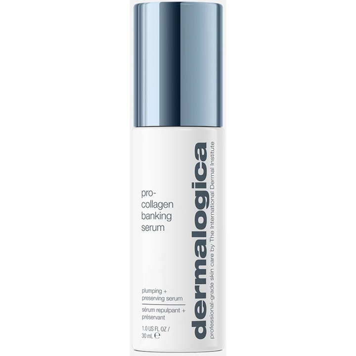 Dermalogica Pro-Collagen Banking Serum 30 ml opstrammende ansigtsserum i en hvid beholder med blåt metallåg