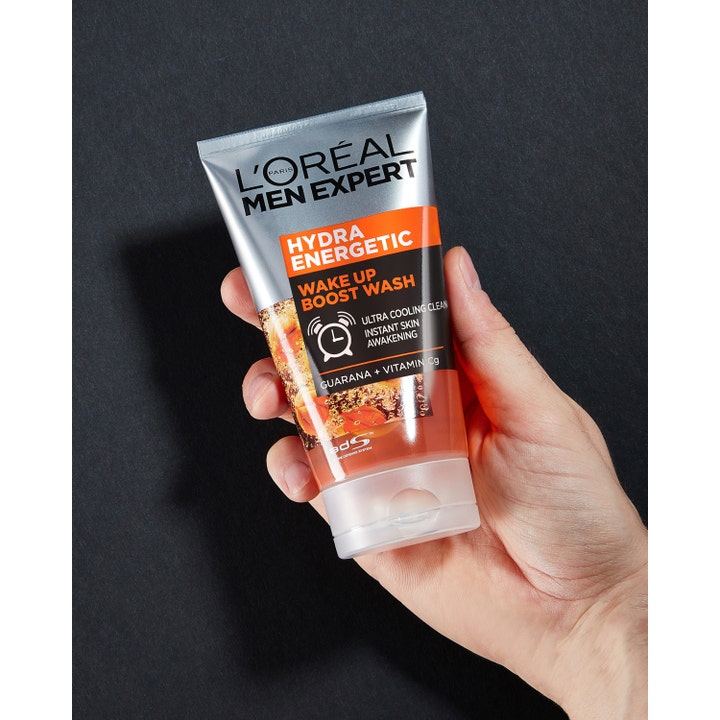 L'Oréal Paris Men Expert Hydra Energetic 100 ml ansigtsvask i sølvfarvet tube med orange detaljer