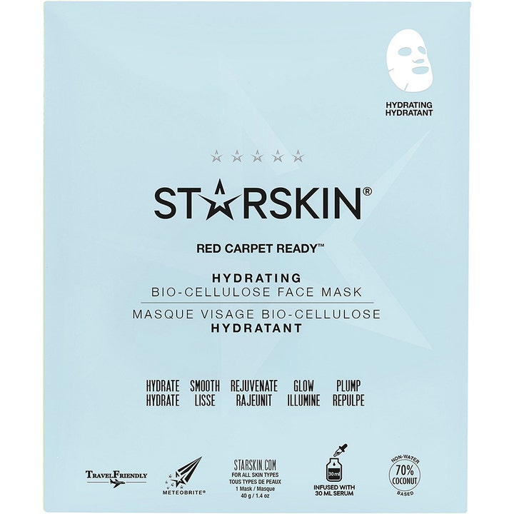 Starskin Red Carpet Ready 40 g fugtgivende bio-cellulose sheet mask i lyseblå kuvertemballage