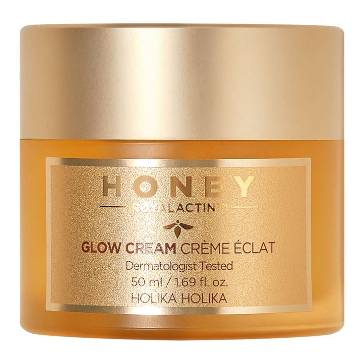 Holika Holika Honey Royalactin Glow Cream 50 ml ansigtscreme der skaber glød i ravfarvet krukke med guldlåg
