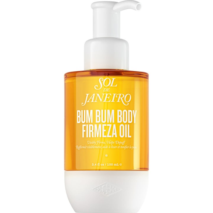 Sol de Janeiro Bum Bum Body Firmeza Oil 100 ml opstrammende kropsolie i gul glasflaske med hvid pumpe