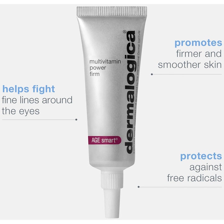 Dermalogica AGE smart Multivitamin Power Firm 15 ml øjencreme i sølvtube der bekæmper fine linjer.