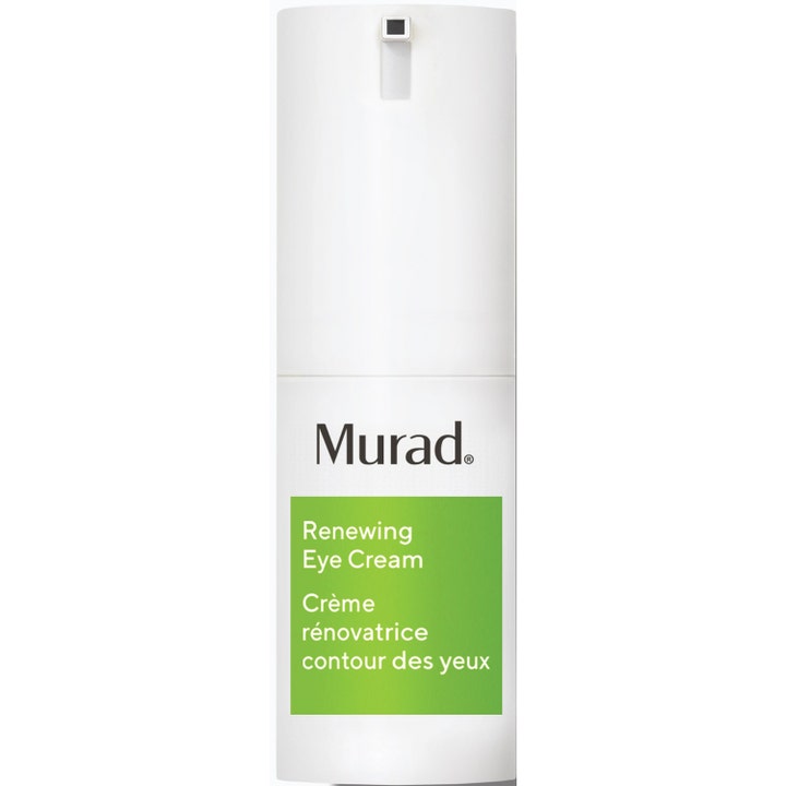 Murad Renewing Eye Cream 15ml fornyende øjencreme i hvid pumpeflaske med grøn etiket der mindsker fine linjer