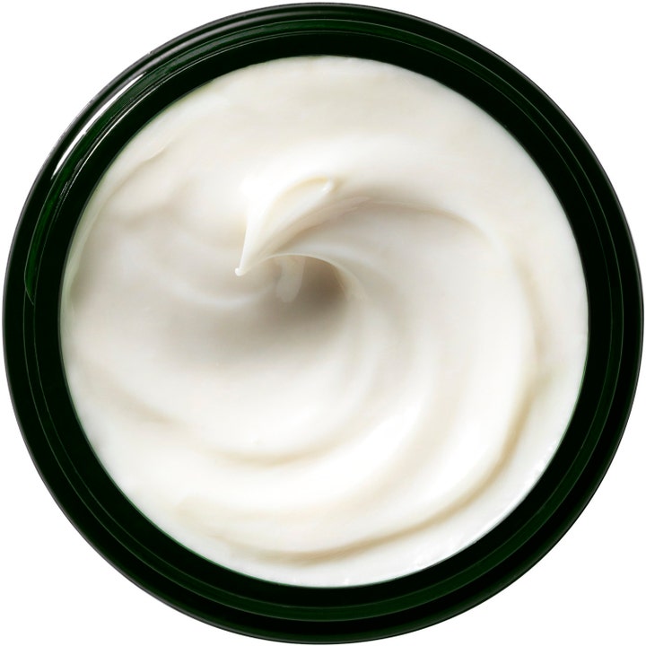 Origins Dr. Weil Mega-Mushroom Face Cream 50 ml beroligende ansigtscreme viser en rig hvid creme i en mørkegrøn krukke