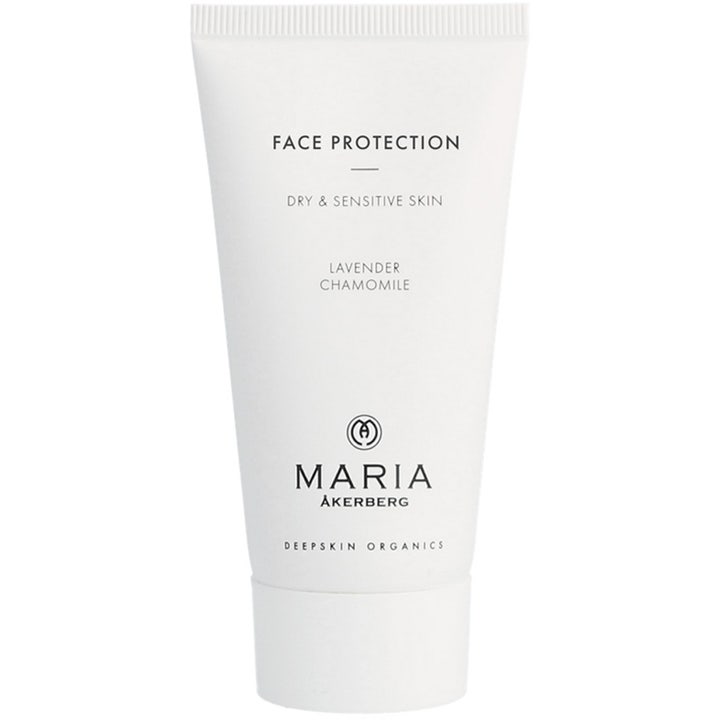 Maria Åkerberg Face Protection beroligende ansigtscreme til tør hud i en hvid tube med sort tekst
