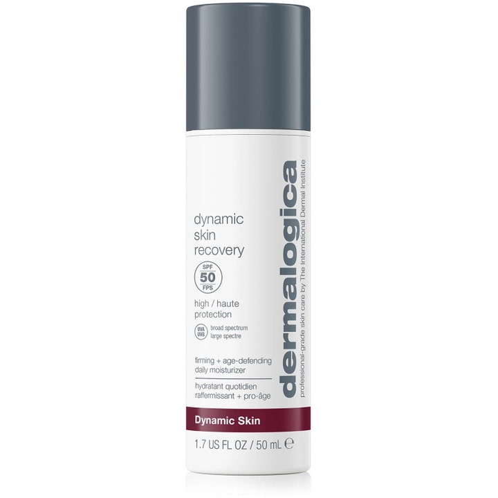 Dermalogica Dynamic Skin Recovery 50 ml opstrammende dagcreme med SPF 50 i hvid cylinderflaske med gråt låg