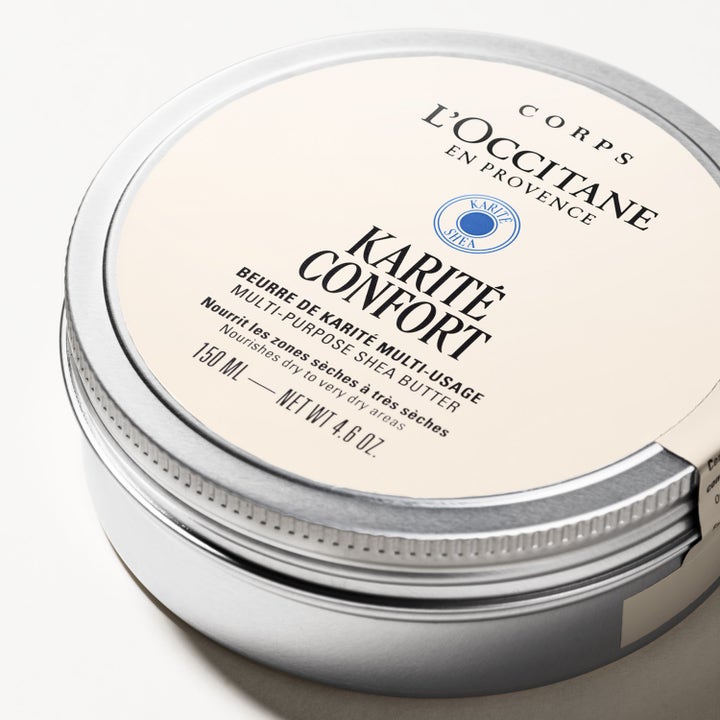 L'Occitane Shea Butter 150 ml kropspleje i rund metaldåse der nærer og fugter meget tør hud