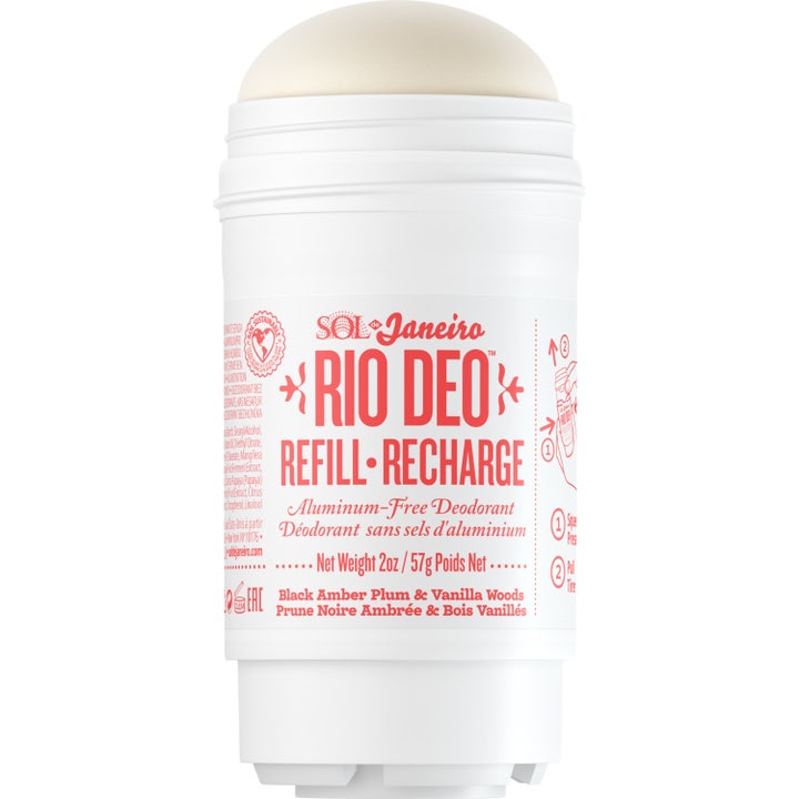 Sol de Janeiro Rio Deo Refill-Recharge 57g aluminiumfri deodorant mod lugt i hvid emballage med rød skrift.