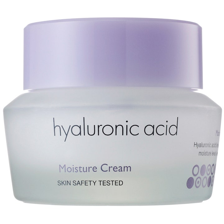 It'S SKIN Hyaluronic Acid Moisture Cream 50 ml fugtgivende ansigtscreme i en frostet glaskrukke med lilla låg