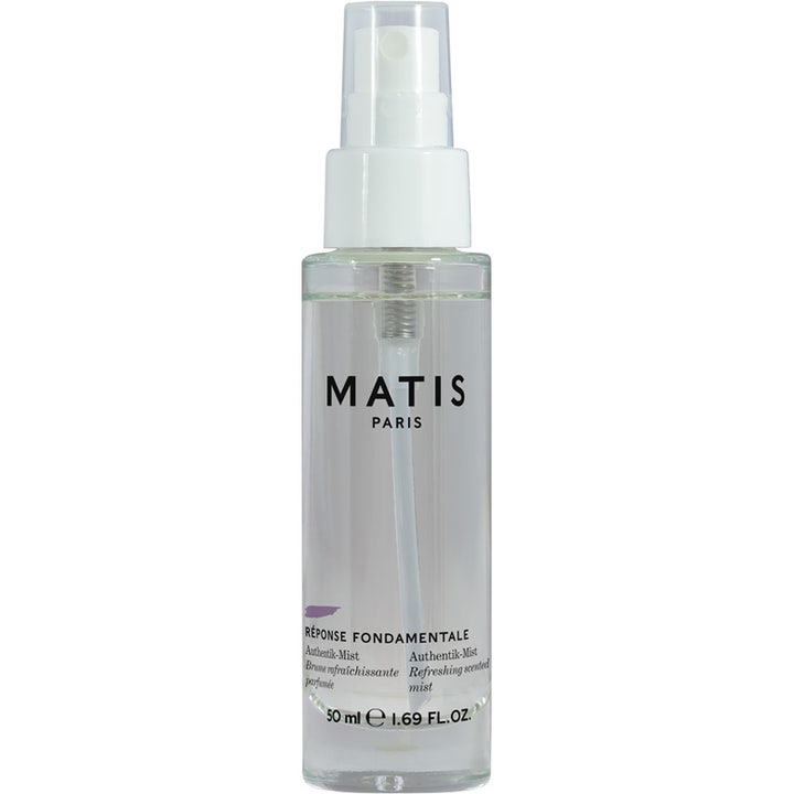Matis Réponse Fondamentale Authentik-Mist 50 ml forfriskende ansigtsspray i klar flaske med hvid pumpe og låg
