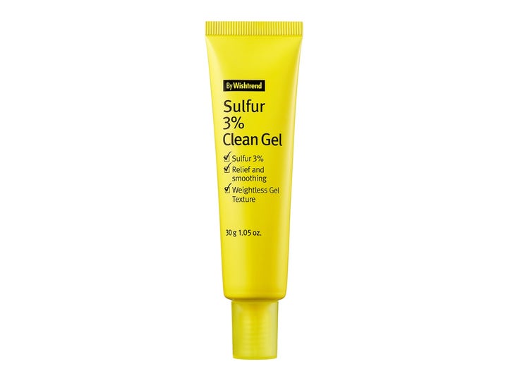 By Wishtrend Sulfur 3% Clean Gel 30 g beroligende ansigtsgel mod urenheder i en klar gul tube med matchende hætte
