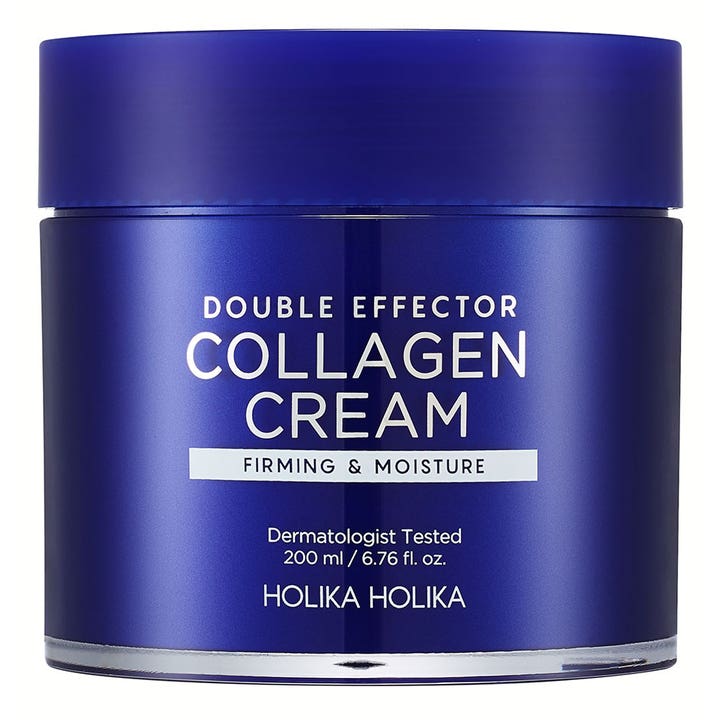 Holika Holika Double Effector Collagen Cream 200 ml opstrammende og fugtgivende ansigtscreme i mørkeblå krukke