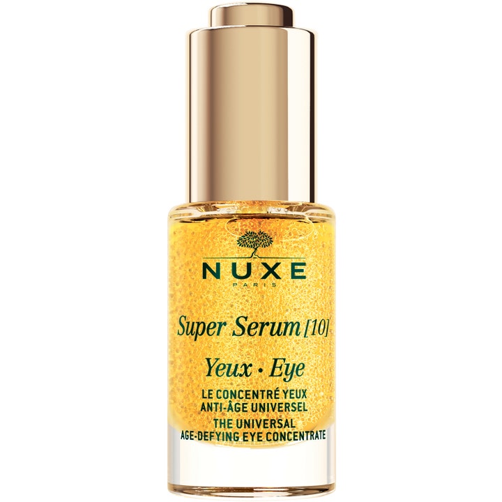 Nuxe Super Serum [10] Yeux 15 ml anti-age øjenkoncentrat med gyldne mikrokugler i klar glasflaske med guldlåg
