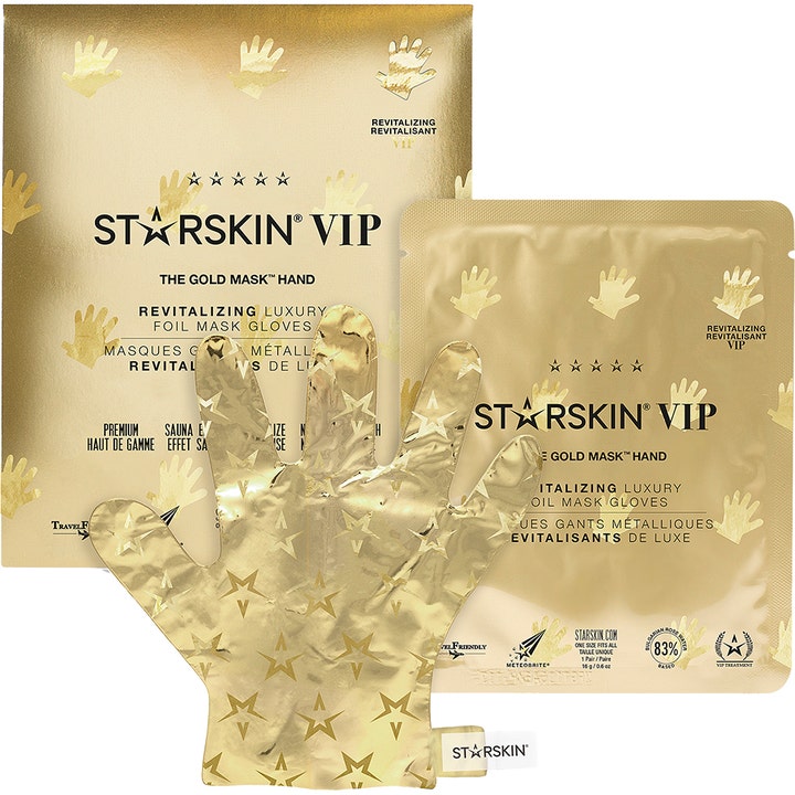 STARSKIN VIP The Gold Mask Hand 1 par revitaliserende håndmaske i guld foliehandske med stjerner og guldindpakning