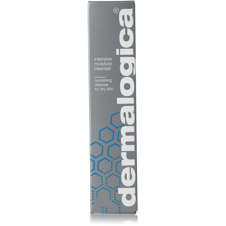 Dermalogica Intensive Moisture Cleanser 295 ml nærende ansigtsrens til tør hud i grå æske med blåt mønster