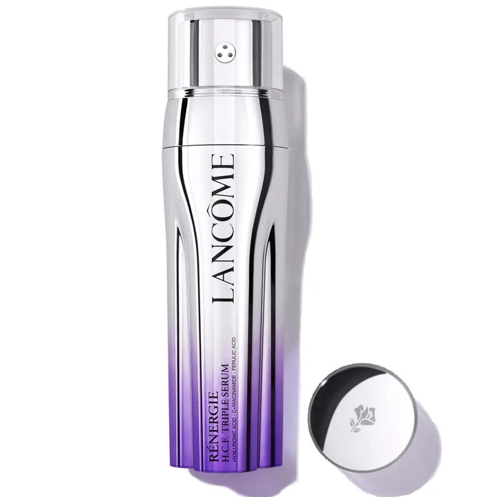 Lancôme Rénergie H.C.F. Triple Serum 50ml anti-age serum i en luksuriøs sølv og lilla flaske med tredobbelt pumpe.