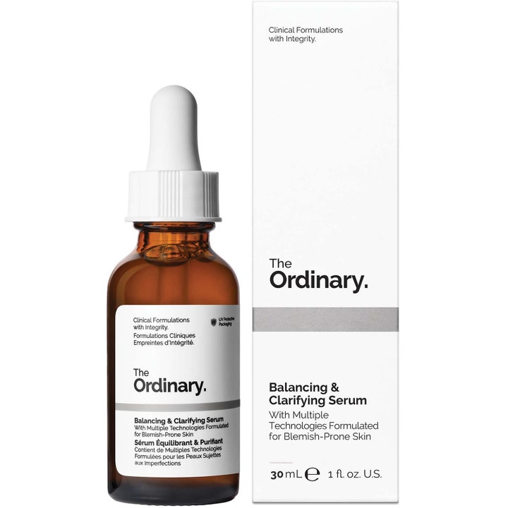 The Ordinary Balancing & Clarifying Serum 30 ml balancerende ansigtsserum i brun glasflaske med hvid pipette og æske