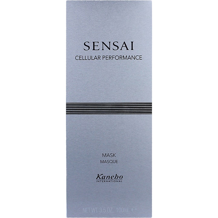 Sensai Cellular Performance Mask 100 ml plejende ansigtsmaske i en stilfuld sølvfarvet papæske med sorte detaljer.