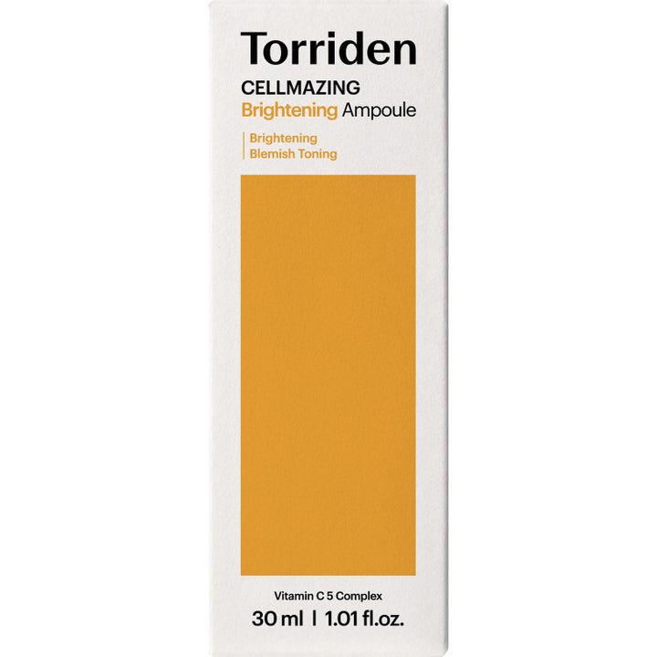 Torriden CELLMAZING Vita C Brightening Ampoule 30 ml vitamin C-serum i hvid æske med en stor orange blok