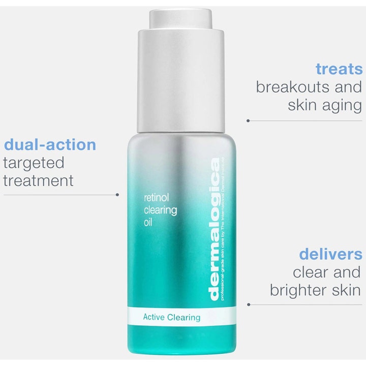 Dermalogica Retinol Clearing Oil 30 ml ansigtsolie i blåtonet flaske mod urenheder og ældningstegn