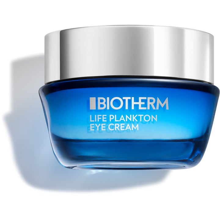 Biotherm Life Plankton Eye Cream 15 ml regenererende øjencreme i en blå glaskrukke med elegant sølvlåg.
